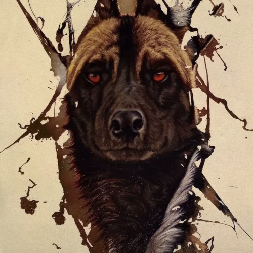 daring---wilddog-YD0EZLzry4Ty4blk Daring Wild Dog Portrait Art